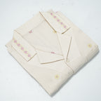 Ivory Bloom | Men's Cotton Embroidered Resort Collar Shirt
