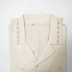 Ivory Bloom | Men's Cotton Embroidered Resort Collar Shirt