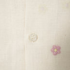 Ivory Bloom | Men's Cotton Embroidered Resort Collar Shirt