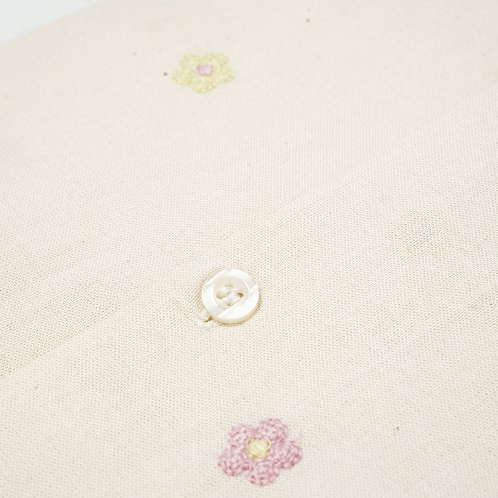 Ivory Bloom | Men's Cotton Embroidered Resort Collar Shirt