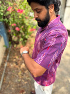 Purple Loom | Men's Cotton Ikat Shirt | Handcrafted Cotton Shirt
