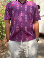 Purple Loom | Men's Cotton Ikat Shirt | Handcrafted Cotton Shirt