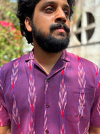 Purple Loom | Men's Cotton Ikat Shirt | Handcrafted Cotton Shirt