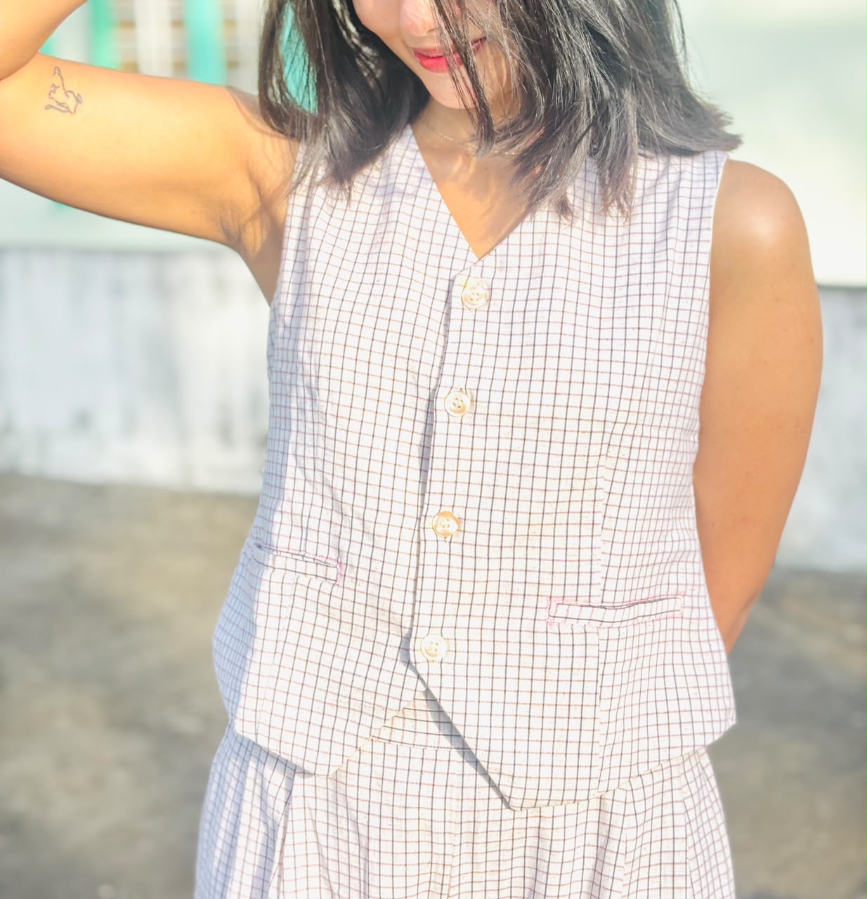 Grid Grace – Women’s Grid Check Waistcoat Co-ord Set