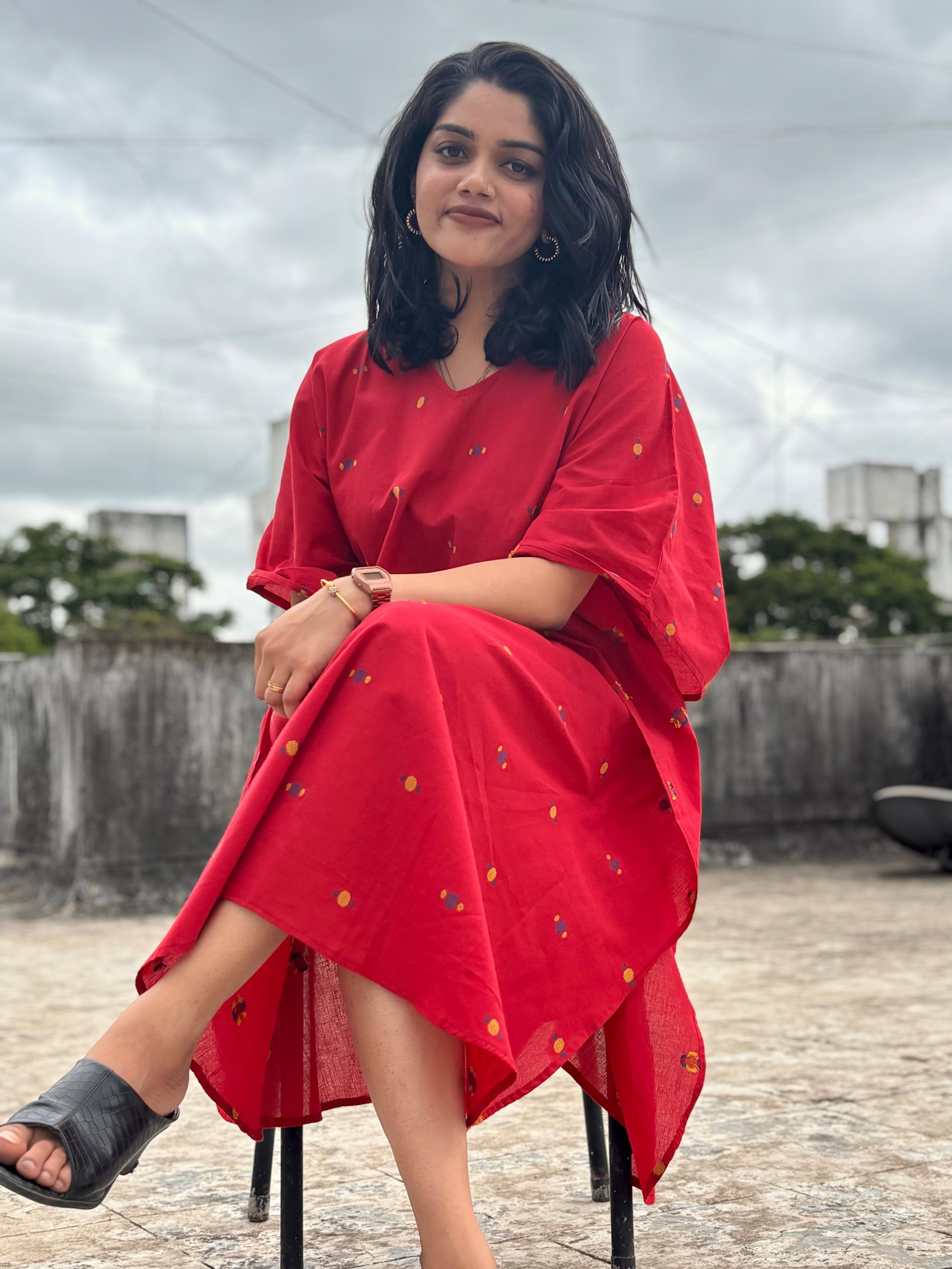 Cherry Bloom - Pure Cotton Kaftan