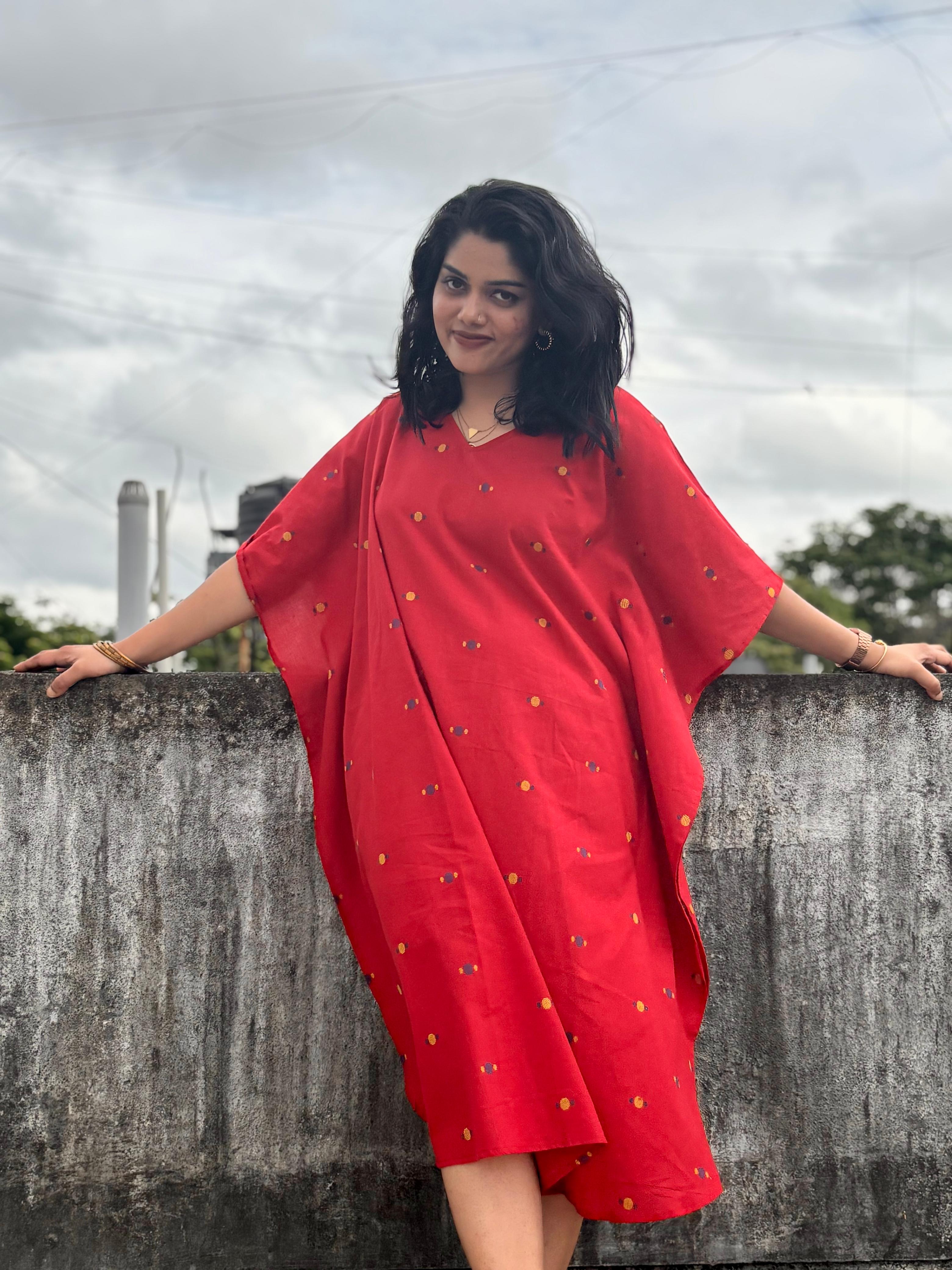 Cherry Bloom - Pure Cotton Kaftan