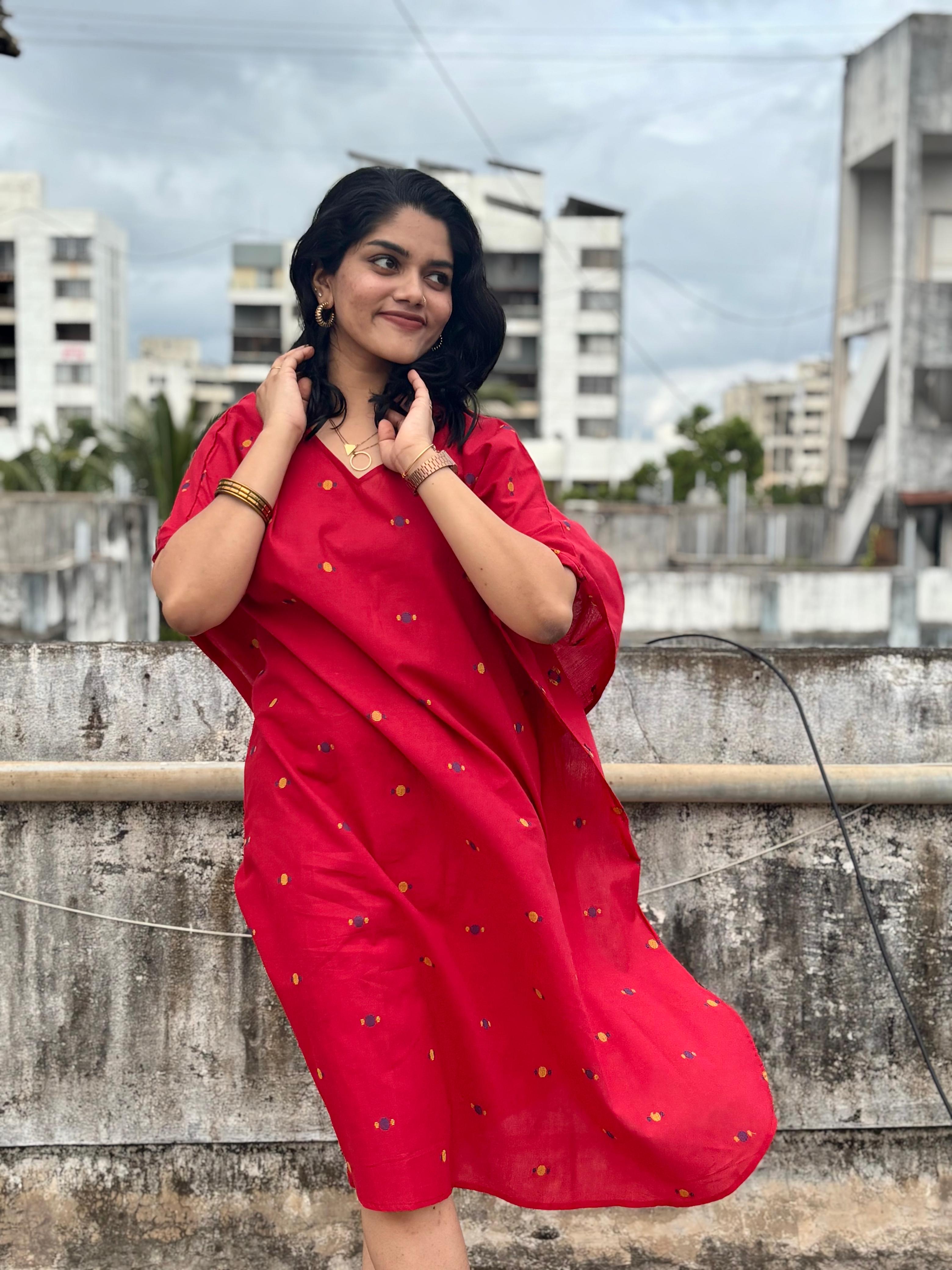 Cherry Bloom - Pure Cotton Kaftan