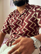 Coffee Ikat | Brown Cotton Ikat Shirt for Men