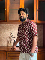 Coffee Ikat | Brown Cotton Ikat Shirt for Men