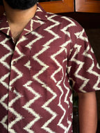 Coffee Ikat | Brown Cotton Ikat Shirt for Men