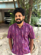 Purple Loom | Men's Cotton Ikat Shirt | Handcrafted Cotton Shirt
